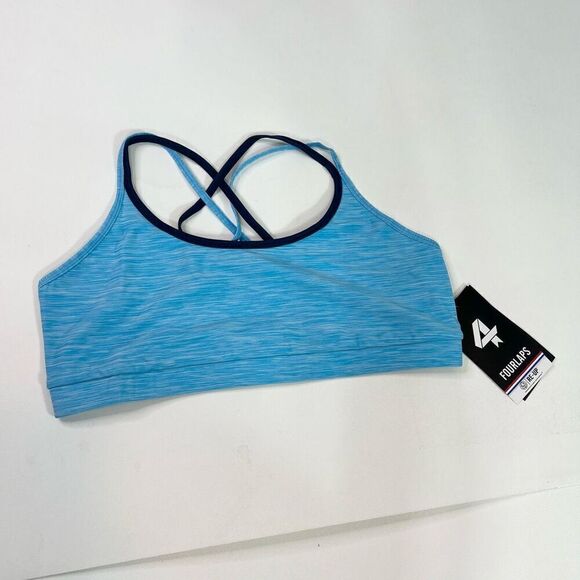 Fourlaps Vitality Sports Bra Womens Large Blue River Space Dye Strappy Back new - Picture 4 of 8